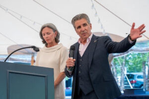 Dr. John Tozzi and wife Mary Jane accept the Spirit of Mercy Award from Sisters